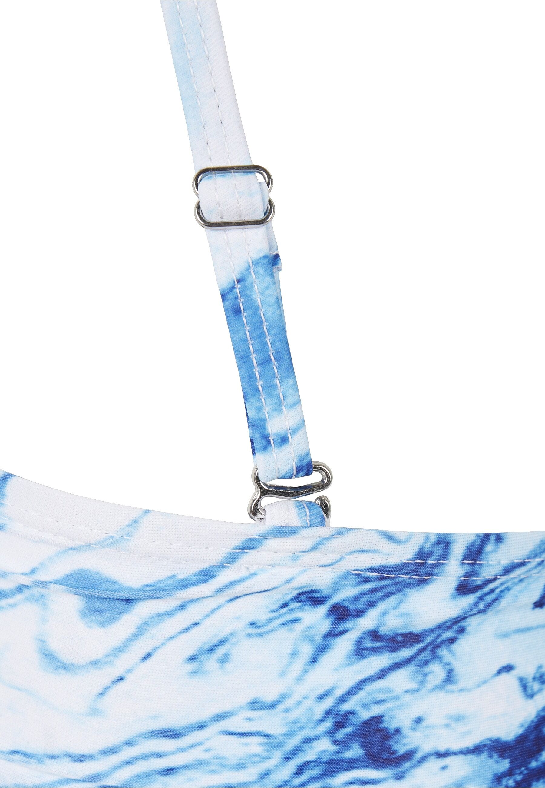 Bügel-Bikini URBAN CLASSICS "Urban Classics Damen Ladies Asymmetric Tank Top Bikini", Damen, Gr. XL, N-Gr, blau (ocean weiß), 85% Polyester, 15% Elasthan, Bikini-Sets Bügel-Bikini