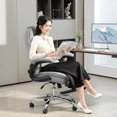 HOMCOM High Back Office Chair, Executive Desk Chair with Swivel Wheels, Flip-up Armrest, Adjustable Height