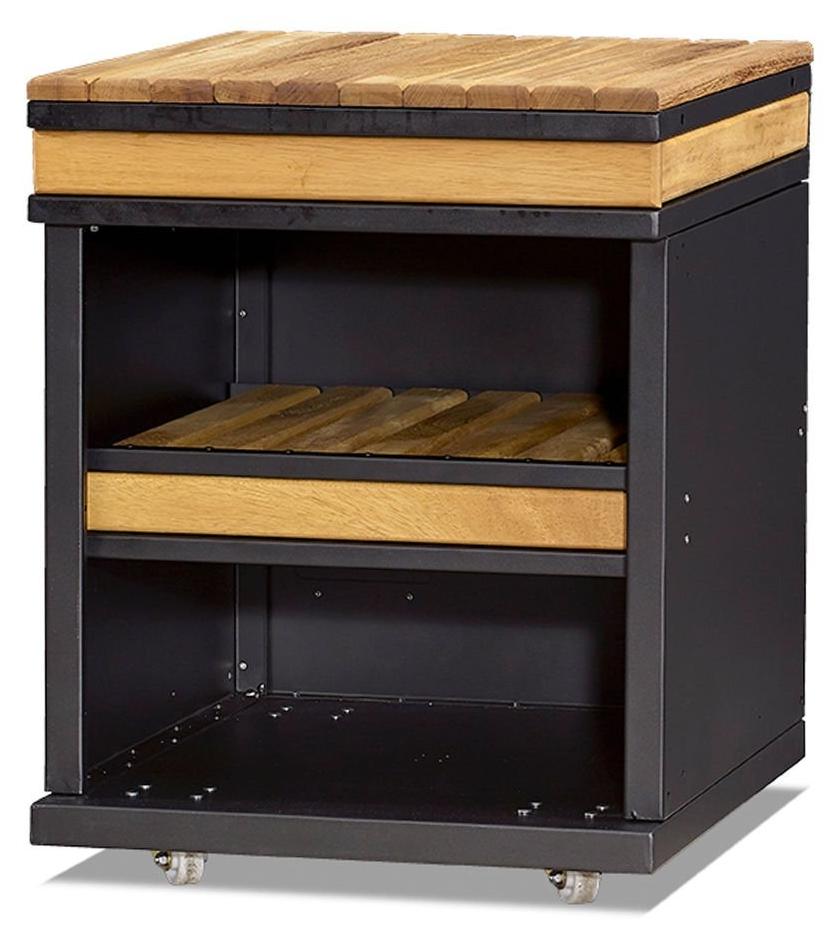 Außenküchenmodul aus Holz und Edelstahl in Braun für Garten