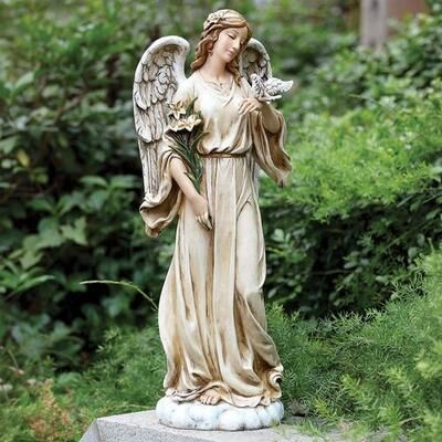 Roman Inc/Drop Ship Peace Angel Statue Weathered White , Weathered White