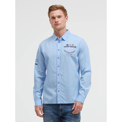 Langarmhemd CAMP DAVID, Herren, Gr. M, Normalgrößen, blau, Jersey, Material: 100% Baumwolle, figurbetont normal, 1-Knopf-Manschette, Hemden, mit Kentkragen