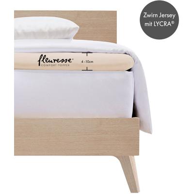 Spannbettlaken FLEURESSE "Topper", beige, B:180cm, Jersey-Elasthan, Obermaterial: 96% Baumwolle, 4% Elasthan, Bettlaken, Spannbettlaken, aus Jersey-Elasthan, für eine Matratzenhöhe bis 10 cm