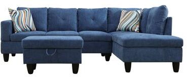 Clihome Blue Linen 3-Piece Living Room Sofa Set