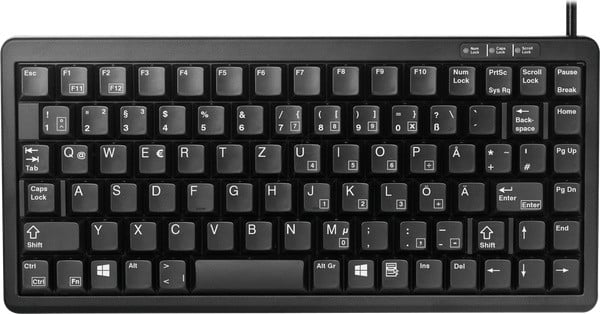 Cherry G84-4100LCADE-2 Slim Line Compact Toetsenbord met USB-A aansluiting, QWERTZ DE-layout, Zwart