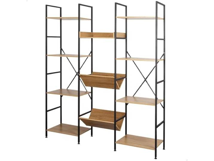 AKTIVE Max Home Lagerregal, 11 Regalböden, 125 x 27 x 150 cm, Stahl und Holz, einfach zu montieren, robust und langlebig, Nivelliersystem, Wohnzimmermöbel, Regale, Dekoration (18437)