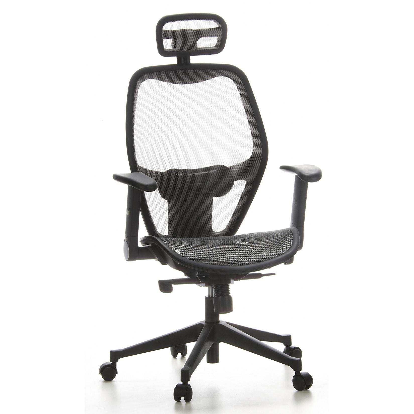 hjh OFFICE Profi Bürostuhl AIR-PORT Netzstoff mit abklappbaren Armlehnen