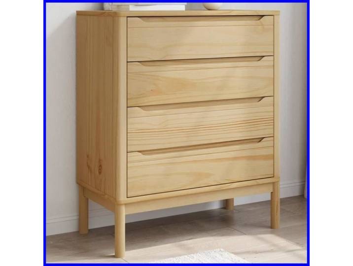 Commode - V BESTLIFE - FLORO - Bois de pin massif - 4 tiroirs - Cire marron