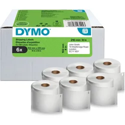 DYMO Original LabelWriter Versandetiketten für LabelWriter 5XL/4XL-Etikettendrucker | 102 mm x 210 mm | 6 Rollen mit je 140 Etiketten (840 Stück) | selbstklebend | für LabelWriter Beschriftungsgerät