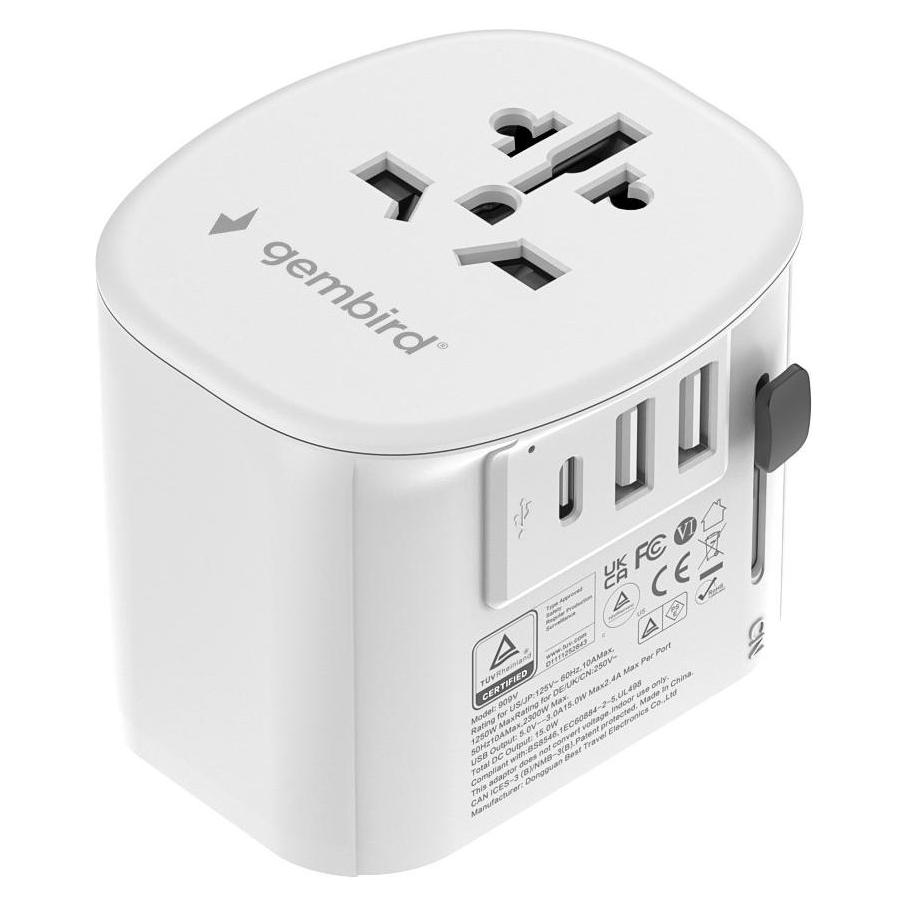 Gembird Erdungsadapter mit 15 W, universell (TPA-EU2A1C15-01-W)