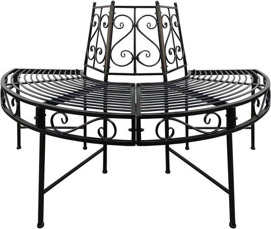 Halbrunde Boombank 125 cm - Metall Schwarz - Gartenbank Halbe Kreis