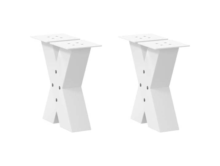 hliofuir Couchtischbeine X-Form 2 STK Weiß 30x30 cm Stahl Tischbeine Robuste Metallbeine in X-Form für Wohnzimmer Couchtische mit Höhenausgleich und Lochbohrungen für leichte Montage.