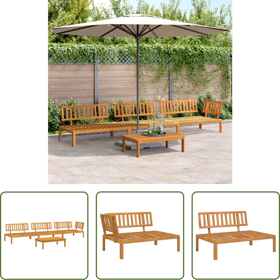 The Living Store 4-tlg. Garten-Sofagarnitur aus Paletten Massivholz Akazie