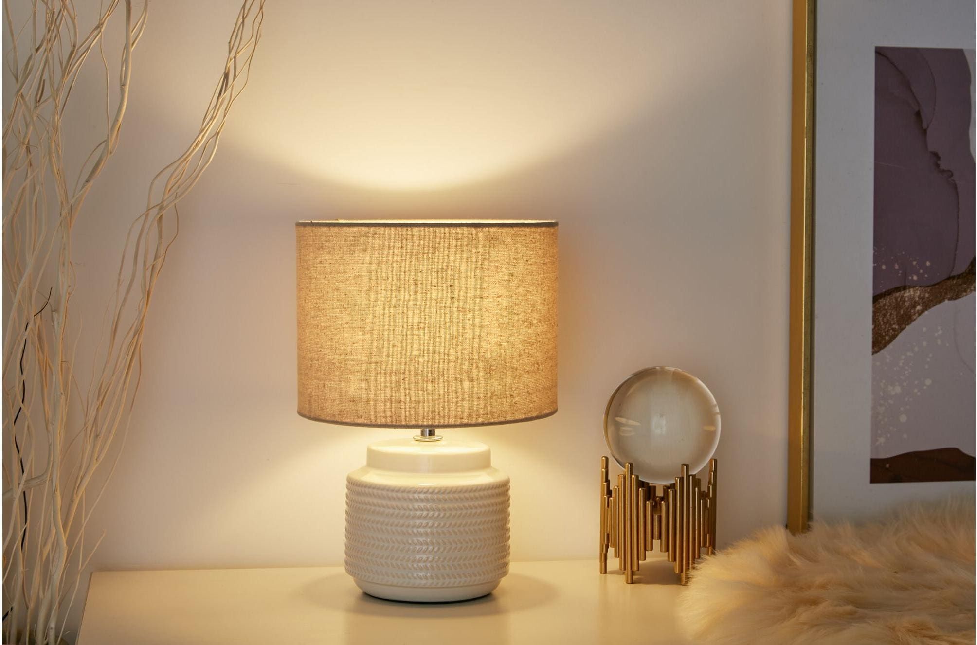 LED Tischleuchte PAULEEN "Tischleuchte Bright Soul, E", beige, H:29,5cm Ø:18cm, Leuchten, LED Tischleuchte beige Ø 18cm H: 29,5cm
