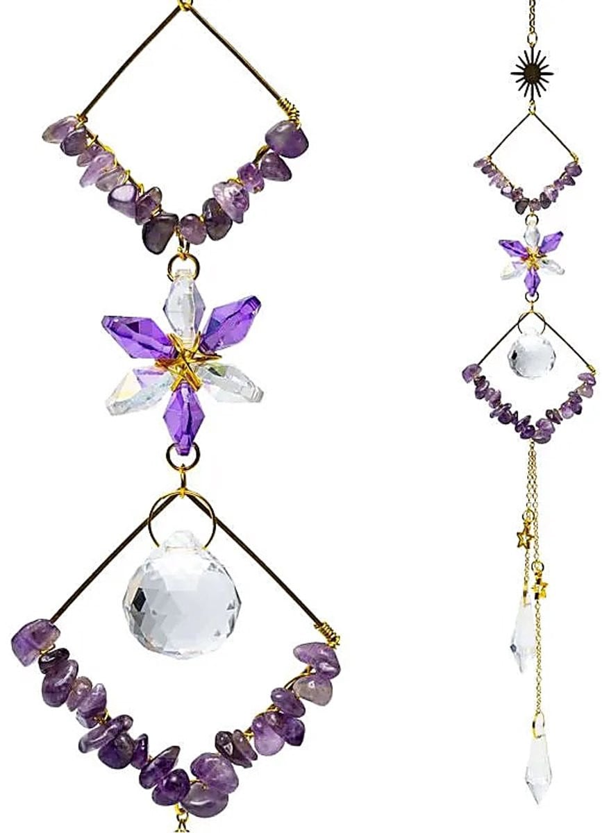 Suncatcher met amethist stenen en ruiten voor volwassenen