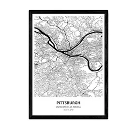 POSTER Karte Von Pittsburgh - Usa A3 Rahmenlos