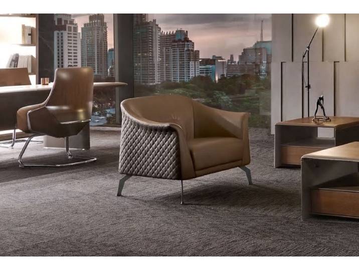 JVmoebel Sessel Beige/brauner Leder Relaxsessel mit Wellenunterfederung (Sessel), Made in Europa