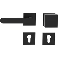 Griffwerk Wechselgarnitur VAYA 291 AVUS Fast2Fix Rosetten eckig Knopf SQUARE Graphitschwarz DIN links