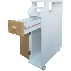 HTI-Living, Badezimmerschrank, Nischenschrank auf Rollen Weiss mit Fronten in Holzoptik (16.10 x 52 x 70.70 cm)