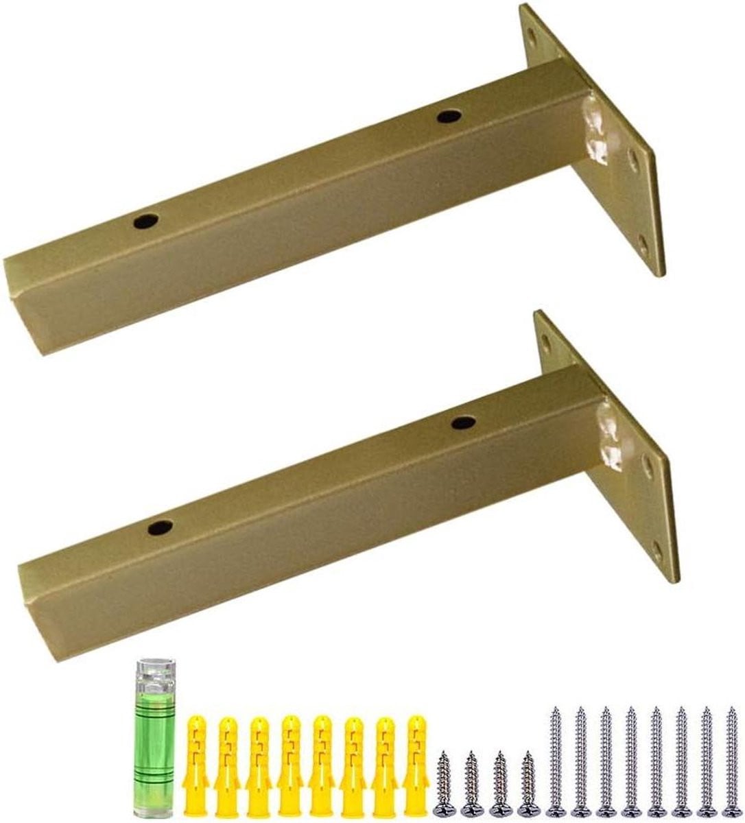 Gouden Plankdragers Set van Dik Metaal - 30 cm Wandsteunen voor Decoratie