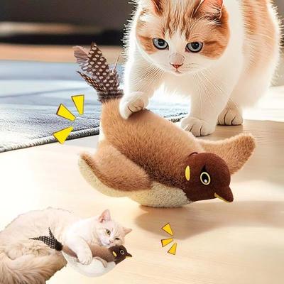Inspired Finds Rechargeable Interactive Bird Cat Toy With Feather Electric Teaser Squeaky Plush Kitty Toy Rechargeable Interactive Bird Cat Toy With Feather Electric Teaser Squeaky Plush Kitty Toy