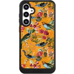 Nivocase Hülle für Samsung Galaxy S23 FE Handyhülle NIVOcore Case Schwarz Blumen Dschungel Vogel (Samsung Galaxy S23 FE), Smartphone Hülle, Schwarz