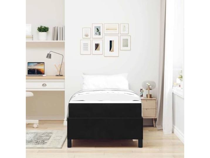 KTHLBRH Einzelbett mit Matratze, Schwarz, 90 x 190 cm Minimalistisches Design, weicher Stoff, einfache Linien, geeignet für moderne Räume