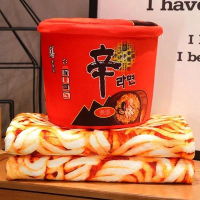 Inspire Select Bucket Instant Noodles Plush Pillow With Hidden Blanket Ramen Stuffed Cushion Gift xin Noodle