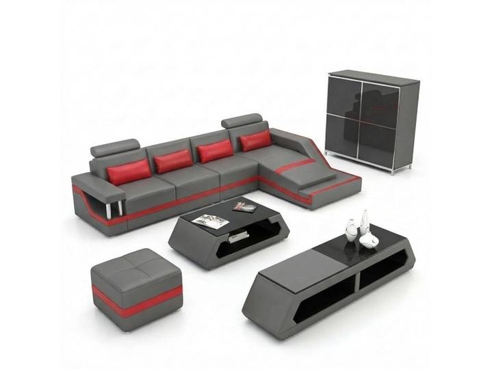 JVmoebel Ecksofa Designer Sofa HAMBURG III aus Leder mit USB-Anschluss, Made in Europa