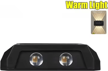 Uplift Curations Solar Wall Light IP65 Waterproof LED Safety Up And Down Lighting For Outdoor Patio Yard Garden warm Light 4 Wick