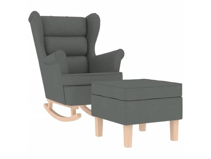 Schaukelstuhl mit Fuß, Dunkelgrau, Polyesterstoff Polyestergewebe, robust, leicht zu reinigen, eingebaute Fußstütze, bis zu 110 kg, für Wohnzimmer, Schlafzimmer, Büro