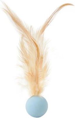 Uplift Treasures Interactive Elastic Ball Cat Toy With Feather blue