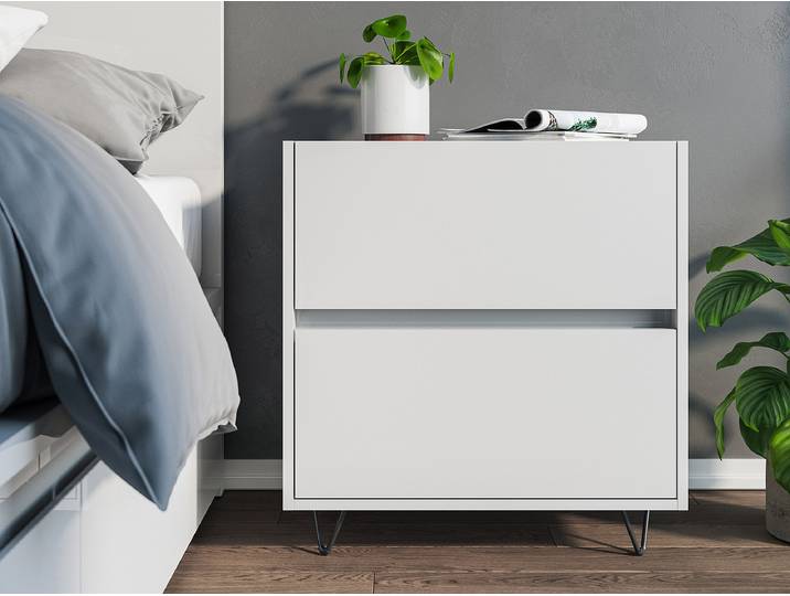 Table de chevet Industrial 61cm Blanc/Blanc brillant