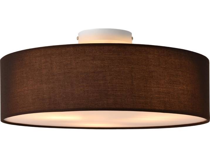 Deckenleuchte Omaha 3 x E27 Deckenlampe 3-Flammig Durchmesser 45 cm Kunststoff Textiloptik Organza Braun/Weiß [lux.pro]