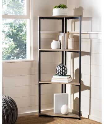 "SAFAVIEH Logan 15.8-Inch Metal Tier Corner Bookshelf - 16.5"" x 16.5"" x 55"""