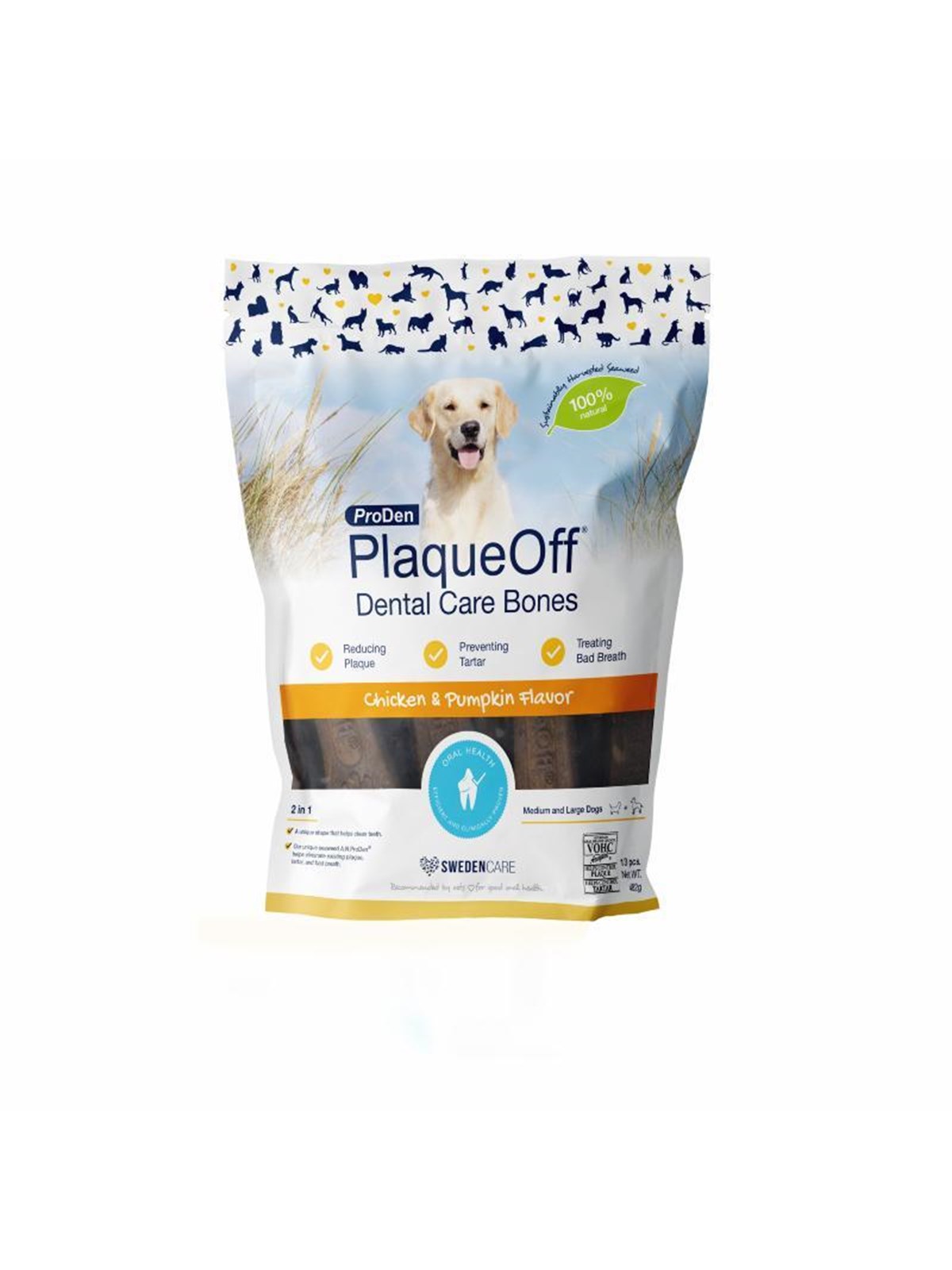 PlaqueOff Dental Care Bones Huhn und Kürbis, 4