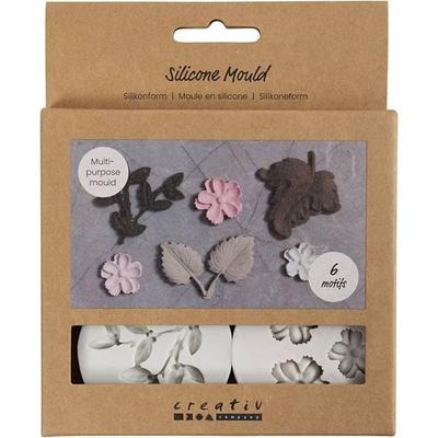 Creativ Company Silikonform, Blätter und Blüten, H 0,5 cm, L 1,8-4,5 cm, 4 Stk+1 Stk
