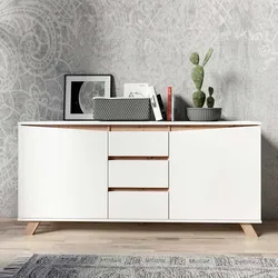 Esszimmer Kommode groß in Weiß und Wildeiche NB 160 cm breit