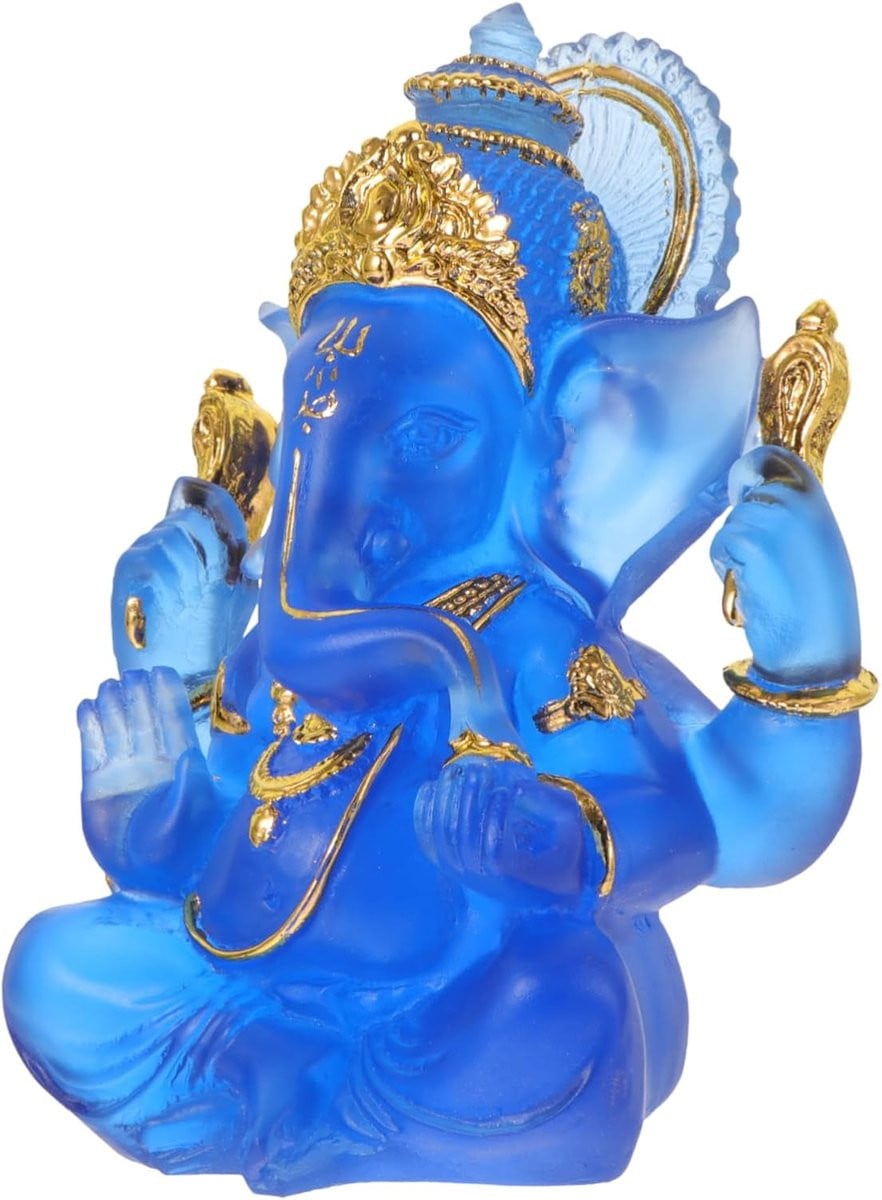 Blauw Olifant God Ornament Beeldje voor Woondecoratie