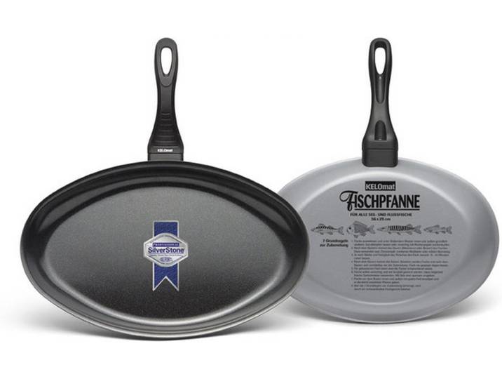 Kelomat Fischpfanne, Alufarben, Metall, oval, 41x28 cm, Kochgeschirr, Pfannen, Bratpfannen