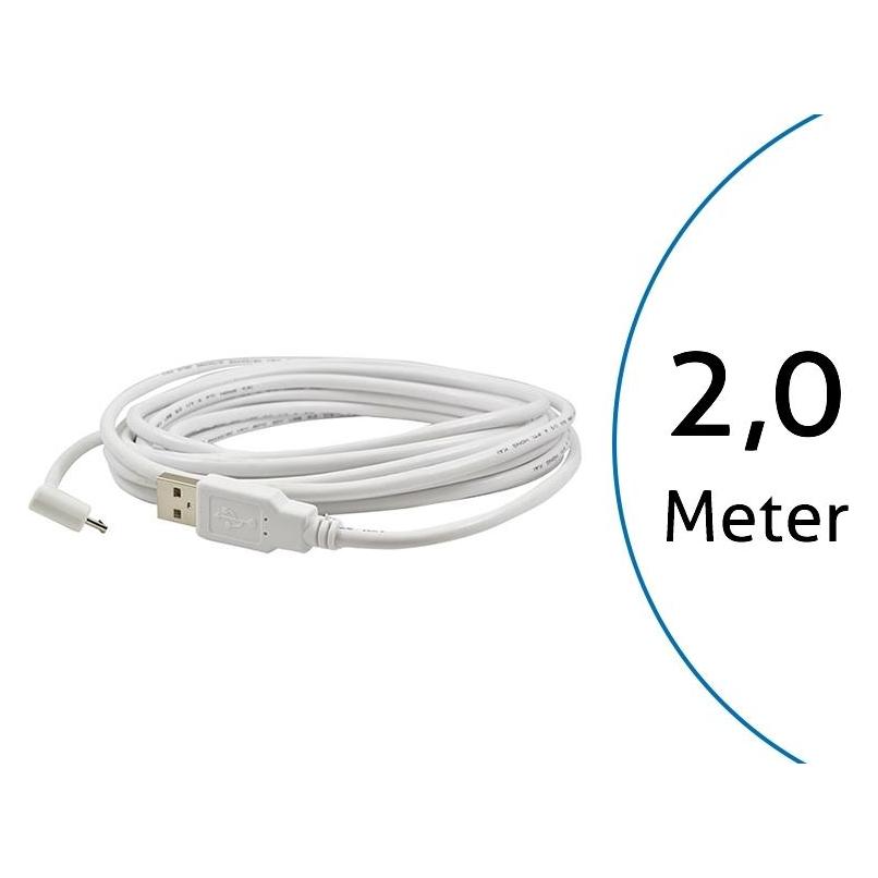 TecLines TUC002W USB Kabel 2m von Micro-B-Stecker 90 Grad gewinkelt auf Typ A Stecker, weiss (TUC002W)