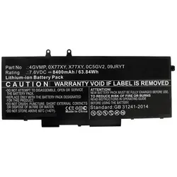 CoreParts Laptop Battery for Dell (8000 mAh), Notebook Akku, Schwarz