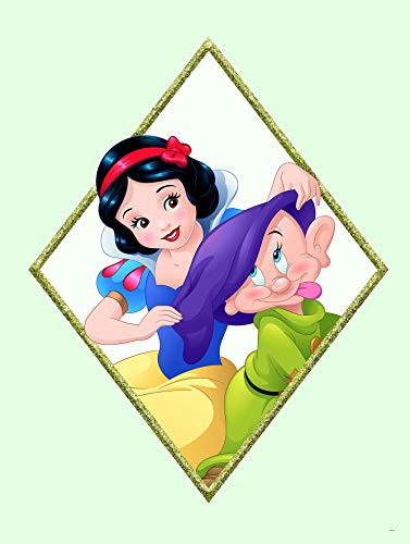 Komar Disney Snow White & Dopey muurschildering illustratie voor kinderkamer, Breedte: 30 cm, Hoogte: 40 cm