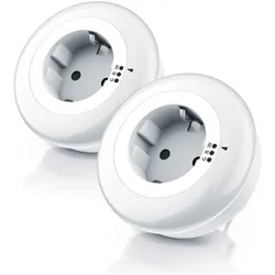 Brandson 2x LED Nachtlicht mit Zwischenstecker & auswählbaren Farben Nachtlampe - Weiß/Grün/Blau