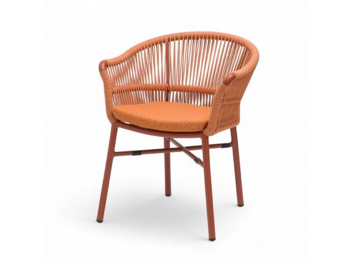 Fauteuil de terrasse CASSIS - Coussin et Cordage - Terracotta