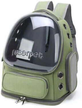 Inspired Finds Transparent Folding Pet Carrier Backpack For Cats & Small Dogs   Portable Travel Tote Shoulder Bag green