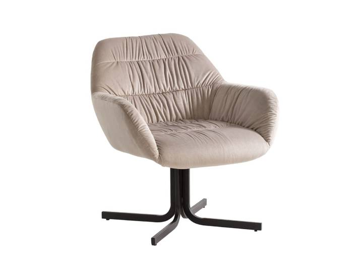 Fauteuil lounge en velours, beige