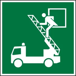 Rettungszeichen, Notausstieg E017 - ASR A1.3 (DIN EN ISO 7010) - 200x200x1.5 mm Kunststoff nachleuchtend