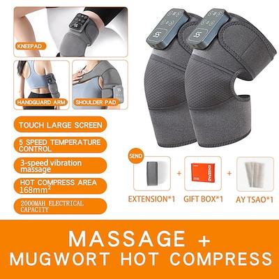 wiederaufladbares beheiztes und vibrierendes Kniemassagegerät, elektrisch, 5 Stufen, Knieheizkissen, Massage, Entspannung, Kniestütze