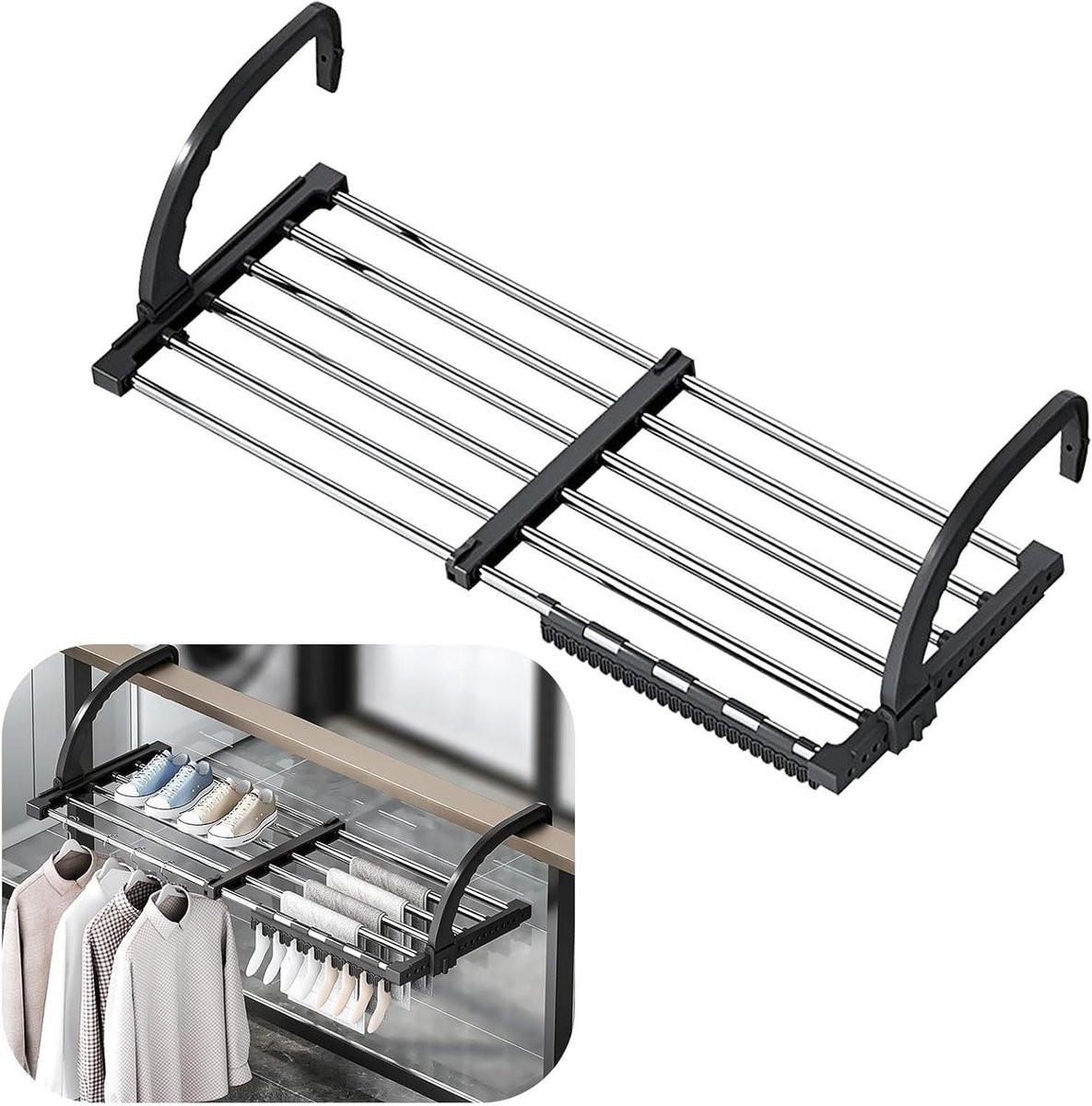 Hangend Wasrek Radiator Droogrek Zilver 42-72 cm