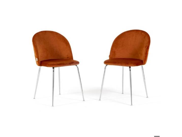 Chaises - SARA - Lot de 2 - Velours - Métal - Design Contemporain